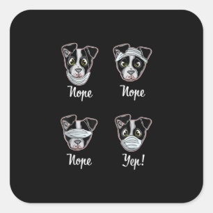 Pegatina Cuadrada Gracioso regalo de Boston Terrier Máscara de oca