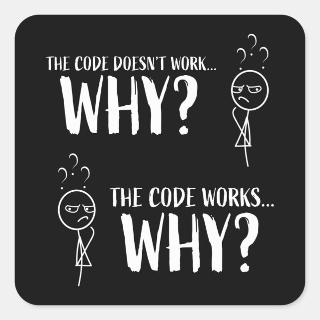Pegatina Cuadrada Gracioso regalo de programador de codificación par (Anverso)