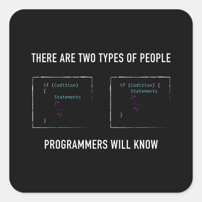Pegatina Cuadrada Gracioso regalo de programador para Coding Geek (Anverso)