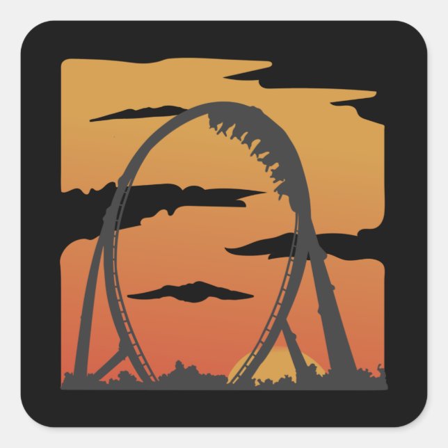 Pegatina Cuadrada Gracioso regalo del parque de diversiones Rollerco (Anverso)