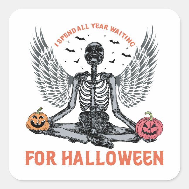 Pegatina Cuadrada Gracioso Skeleton Halloween - Cuenta regresiva par (Anverso)