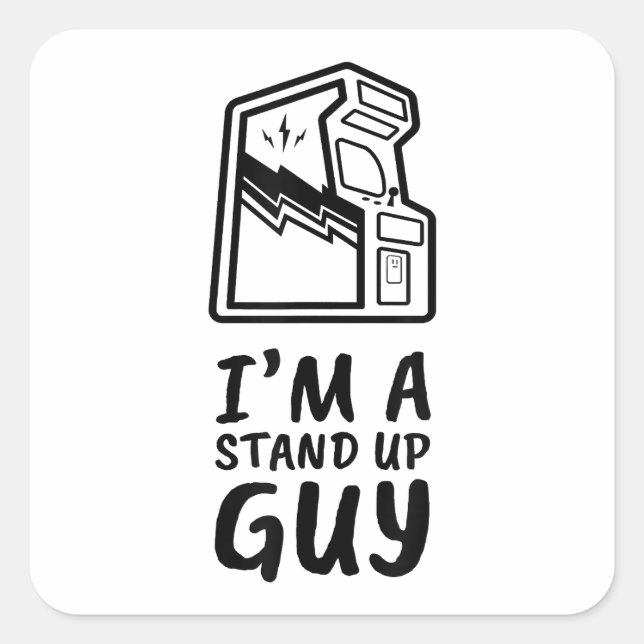 Pegatina Cuadrada Gracioso videojuego de retro gamer Arcade Viejo Co (Anverso)