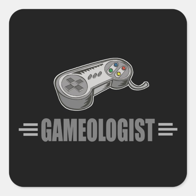 Pegatina Cuadrada Gracioso videojugador (Anverso)