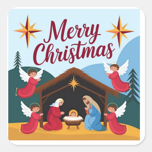 Pegatina Cuadrada Graciosos stickers de Navidad - Agrega humor a tu  (Anverso)