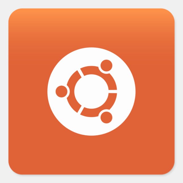Pegatina Cuadrada Gradiante de naranja de Ubuntu (Anverso)
