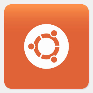 Pegatina Cuadrada Gradiante de naranja de Ubuntu