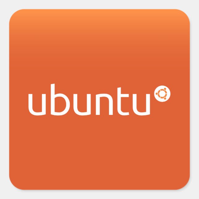 Pegatina Cuadrada Gradiante de naranja de Ubuntu (Anverso)