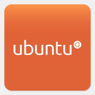 Pegatina Cuadrada Gradiante de naranja de Ubuntu