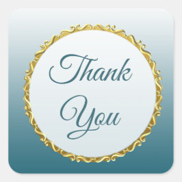 Pegatina Cuadrada Gradiente azul pizarra y Pegatinas de agradecimien