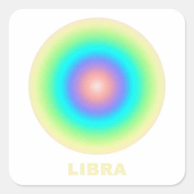 Pegatina Cuadrada Gradiente de estilo del Rótulo libra zodiaco (Anverso)