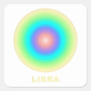 Pegatina Cuadrada Gradiente de estilo del Rótulo libra zodiaco