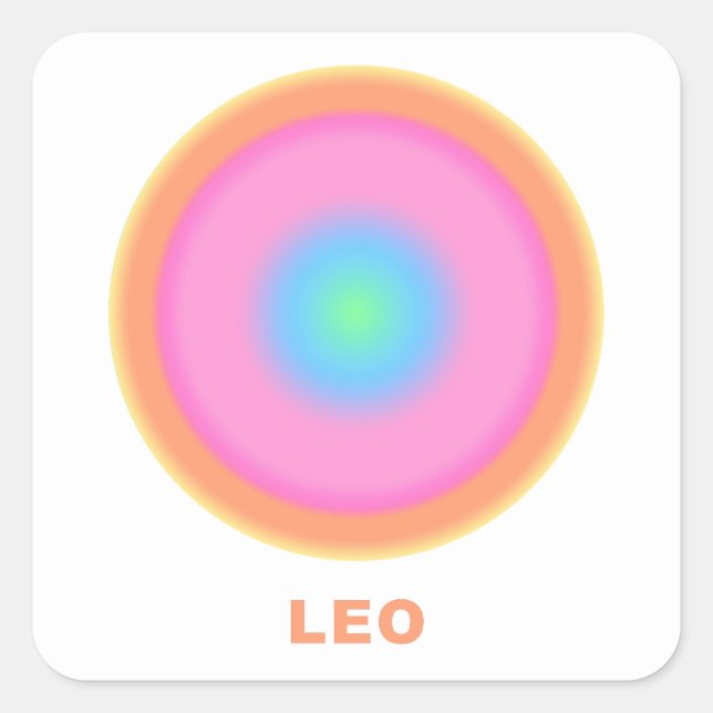 Pegatina Cuadrada Gradiente de estilo del Rótulo Zodiac Leo (Anverso)