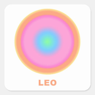 Pegatina Cuadrada Gradiente de estilo del Rótulo Zodiac Leo
