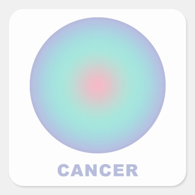 Pegatina Cuadrada Gradiente de estilo del Rótulo Zodiaco del cáncer (Anverso)