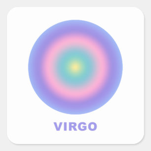 Pegatina Cuadrada Gradiente de estilo Virgo Zodiac Rótulo