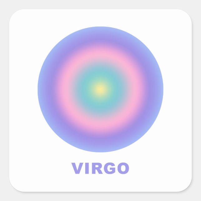 Pegatina Cuadrada Gradiente de estilo Virgo Zodiac Rótulo (Anverso)