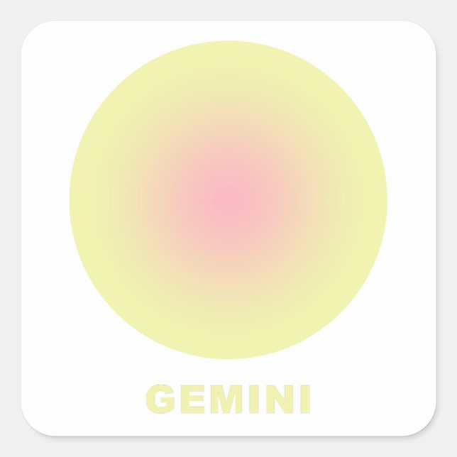 Pegatina Cuadrada Gradiente Gemini Zodiac Rótulo estilo (Anverso)