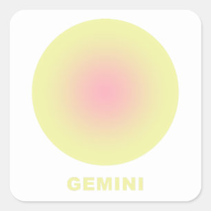 Pegatina Cuadrada Gradiente Gemini Zodiac Rótulo estilo