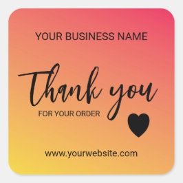 Pegatina Cuadrada Gradiente Naranja Rosa Negocios Gracias 