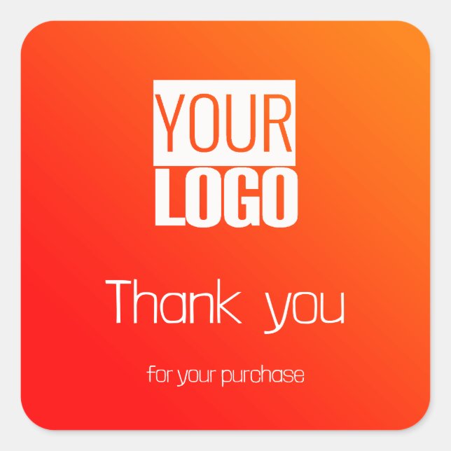 Pegatina Cuadrada Gradiente naranja - su logotipo (Anverso)