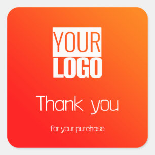 Pegatina Cuadrada Gradiente naranja - su logotipo