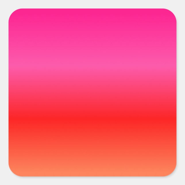 Pegatina Cuadrada Gradiente rosa, rojo y Naranja (Anverso)