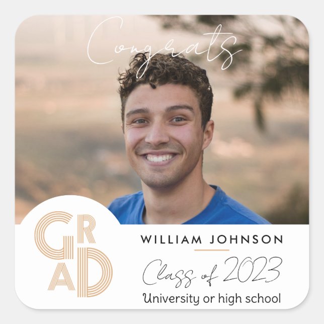 Pegatina Cuadrada Grado de felicitaciones de 2023 (Anverso)