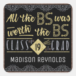 Pegatina Cuadrada Grado Graduado Graduado Grado Grado Gracioso