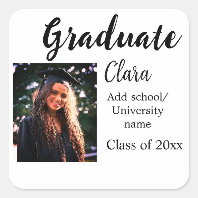 Pegatina Cuadrada Graduación añadir clase de nombre de 20xx congrats (Anverso)