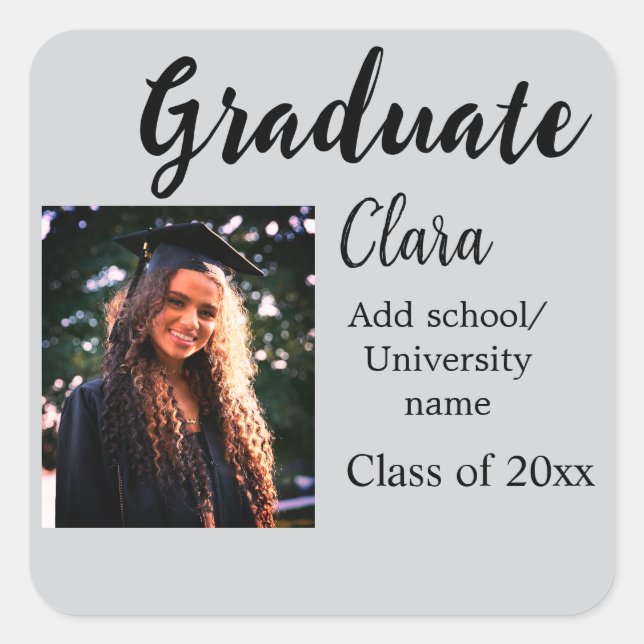 Pegatina Cuadrada Graduación añadir clase de nombre de 20xx congrats (Anverso)