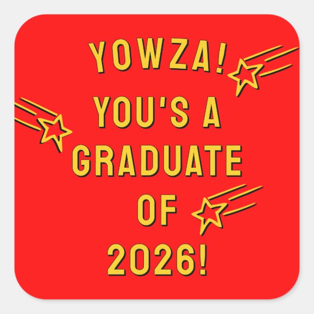 Pegatina Cuadrada Graduación Creativa 2026 (Anverso)