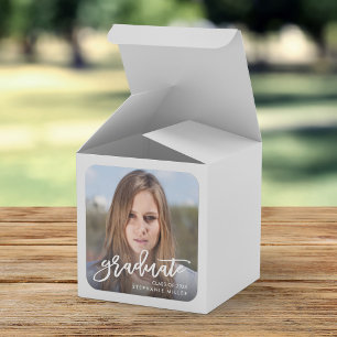 Pegatina Cuadrada Graduación de foto graduada con guión de pincel 