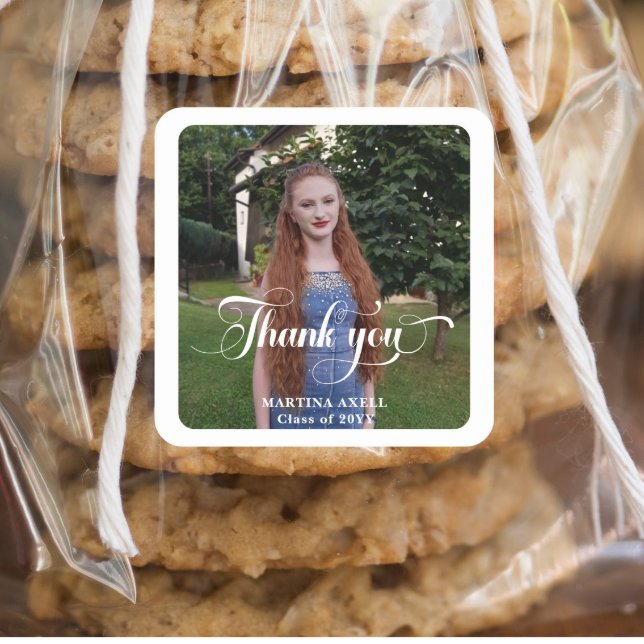 Pegatina Cuadrada Graduación de fotos Gracias (Subido por el creador)