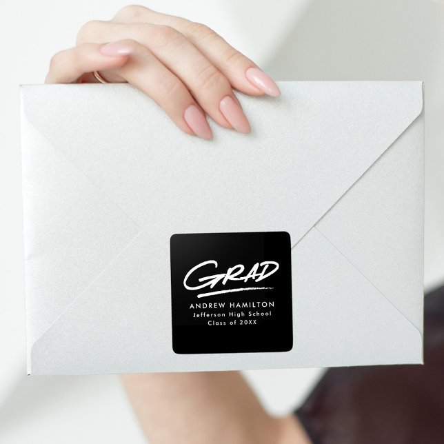 Pegatina Cuadrada Graduación de grado moderno con salpicaduras de bl (Subido por el creador)