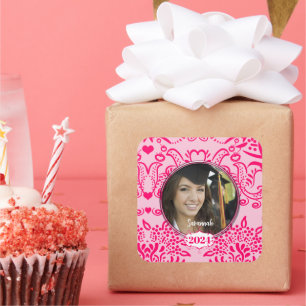 Pegatina Cuadrada Graduación de grado o dulces dieciséis Pegatinas d