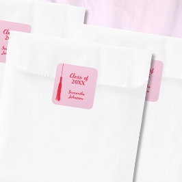 Pegatina Cuadrada Graduación de Graduación de Grado de Tassel Negrit