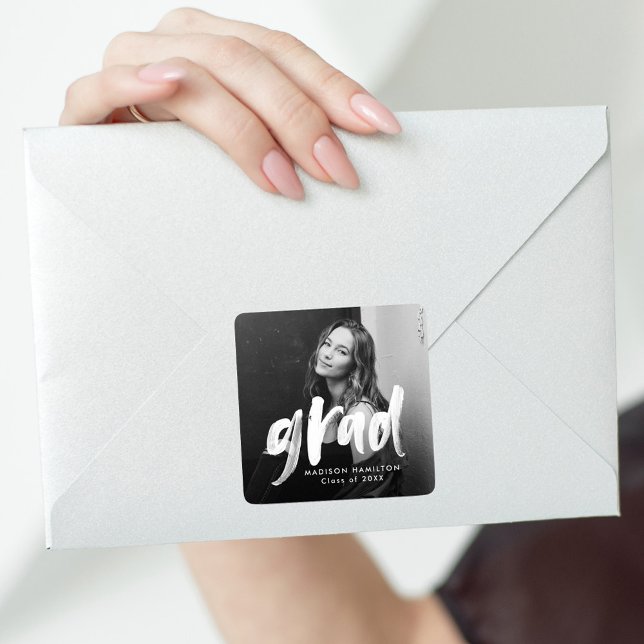 Pegatina Cuadrada Graduación de la foto del guión del pincel moderno (Subido por el creador)