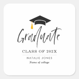 Pegatina Cuadrada Graduación de letras negras a la moda