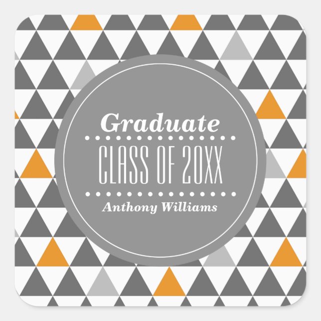 Pegatina Cuadrada Graduación de Personalizado de patrones geométrico (Anverso)