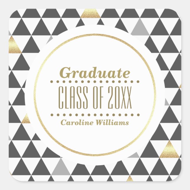 Pegatina Cuadrada Graduación de Personalizado de patrones geométrico (Anverso)