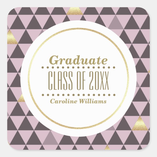 Pegatina Cuadrada Graduación de Personalizado de patrones geométrico (Anverso)