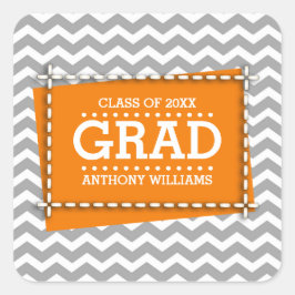 Pegatina Cuadrada Graduación del Personalizado del patrón Chevron