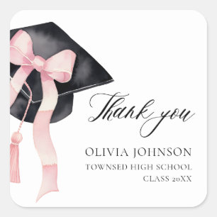 Pegatina Cuadrada Graduación del tapón de graduación de Coquette de 