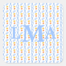 Pegatina Cuadrada Graduación en monograma precoz de la niña del sur