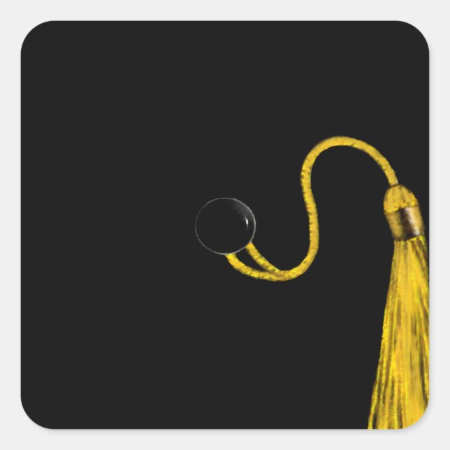 Pegatina Cuadrada Graduación en negro y oro (Anverso)