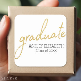 Pegatina Cuadrada Graduación guión graduado moderno negro oro