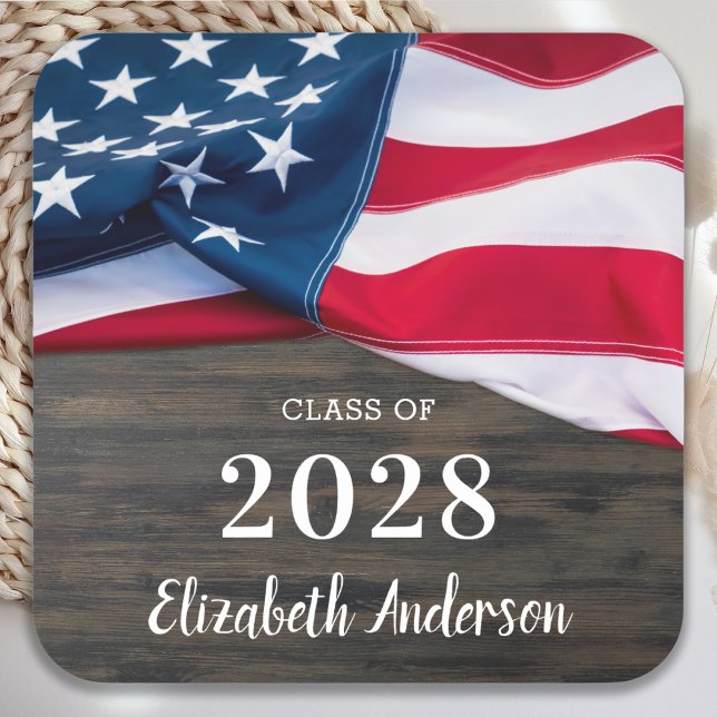 Pegatina Cuadrada Graduación militar rusa patriota bandera estadouni (Subido por el creador)