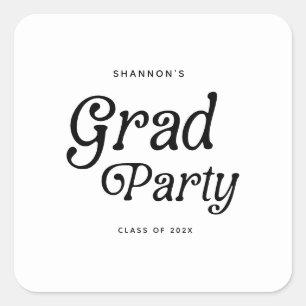 Pegatina Cuadrada Graduación mínima de Fiesta de grado retro