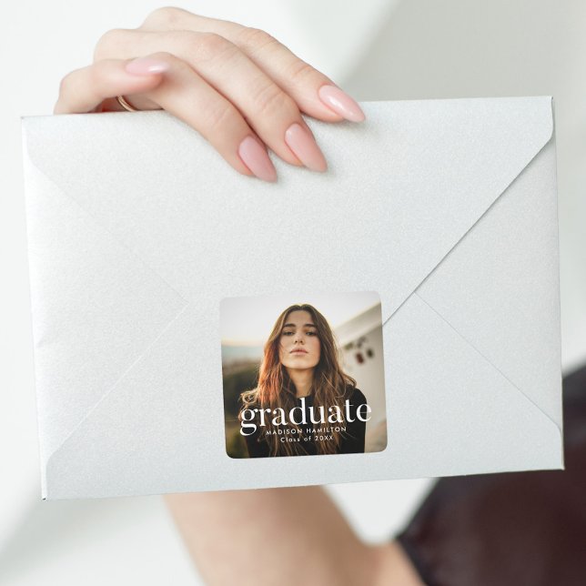 Pegatina Cuadrada Graduación moderna de fotografía (Subido por el creador)