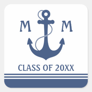 Pegatina Cuadrada Graduación Náutica Azul de la Marina